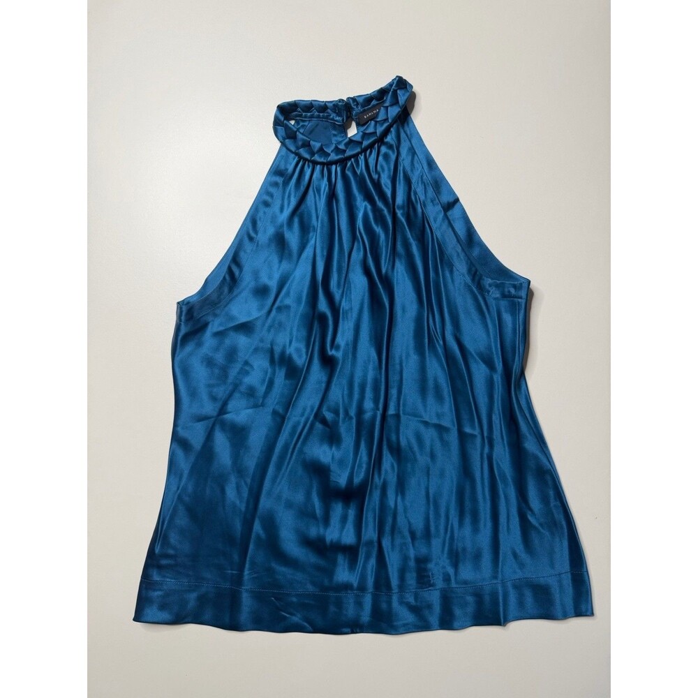 Banana Republic Women's Blue 100% Silk Braided Halter Neck Top Blouse Sz 6